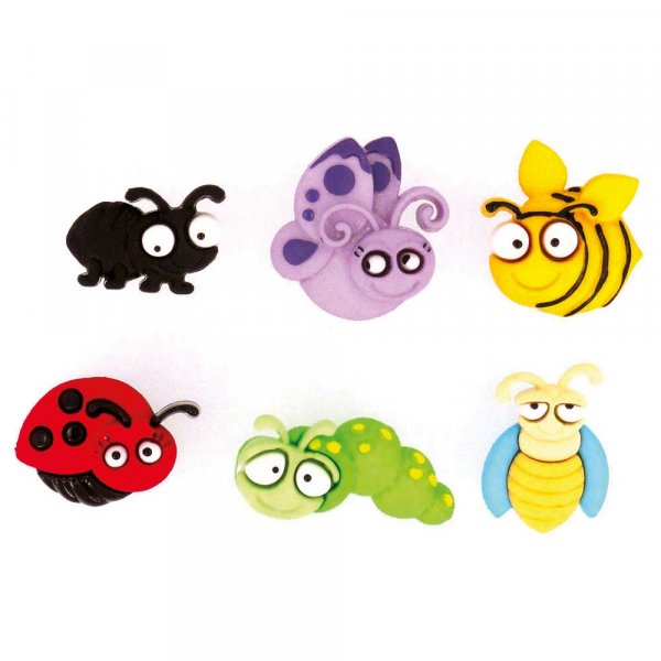 Veelkleurige knopen 19x13 - 27x15 mm - Insecten