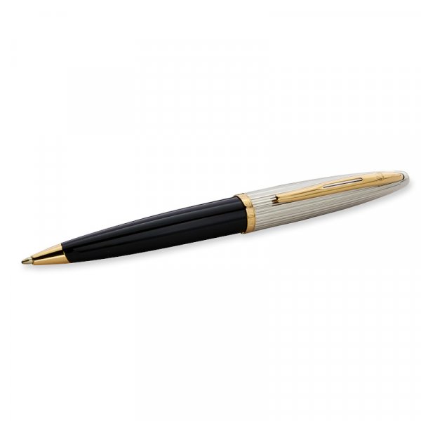 Balpen Waterman Carne Deluxe Zwart - Gouden Rand - M Blauw