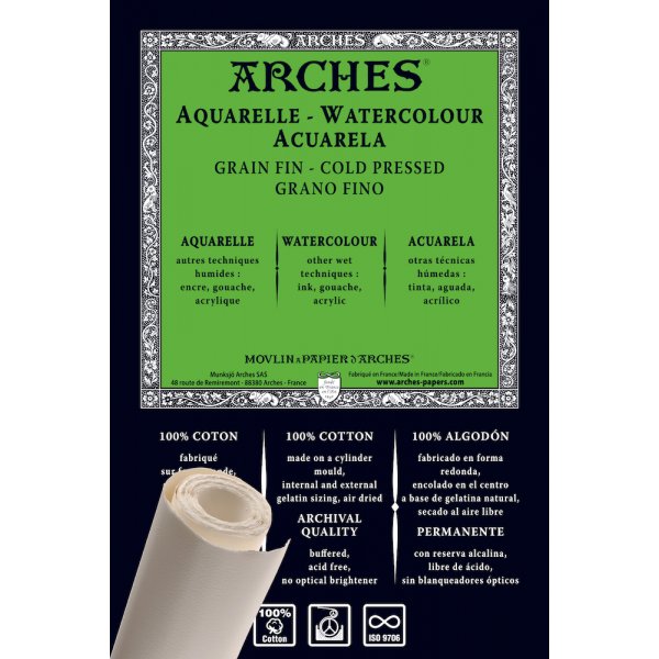 Aquarelpapier Koudgeperste Rolbogen 356g - 9 mx 130 cm