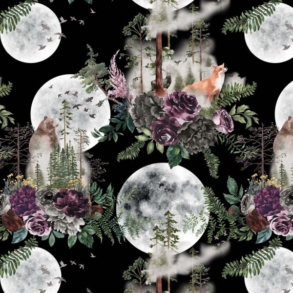 Jersey met patroon 150 cm - Wilderness sky Night