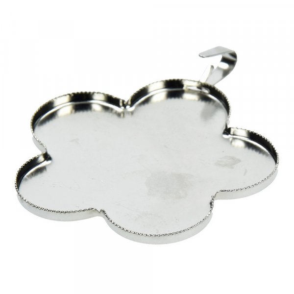 Hanger bloem voor mozaek  47 mm - verzilverd met oogje