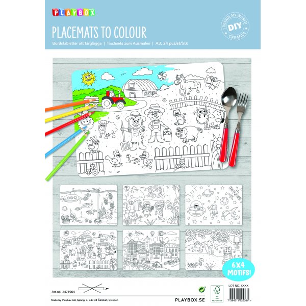 Placemats om in te kleuren - 24 st