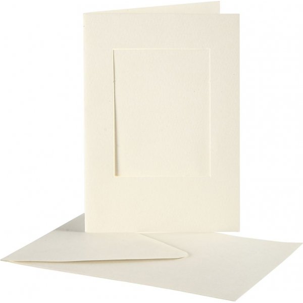 Passepartout kaart met envelop - gebroken wit - rechthoekig - 10 sets