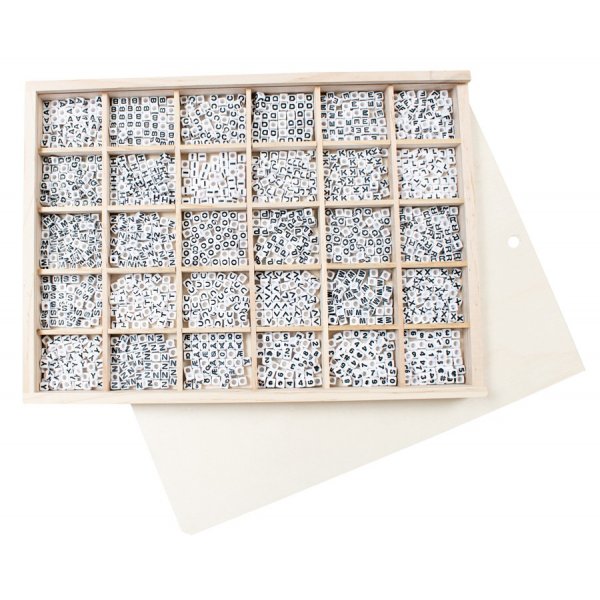 Cijfer- en letterkralen Houten doosje - 1500 st