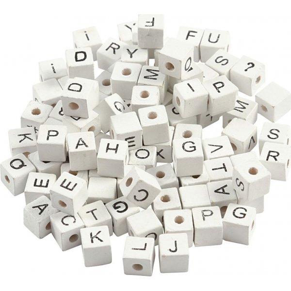 Letterkralen - wit - 8x8 mm - 96 st