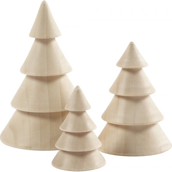 Houten kerstbomen - 3 st