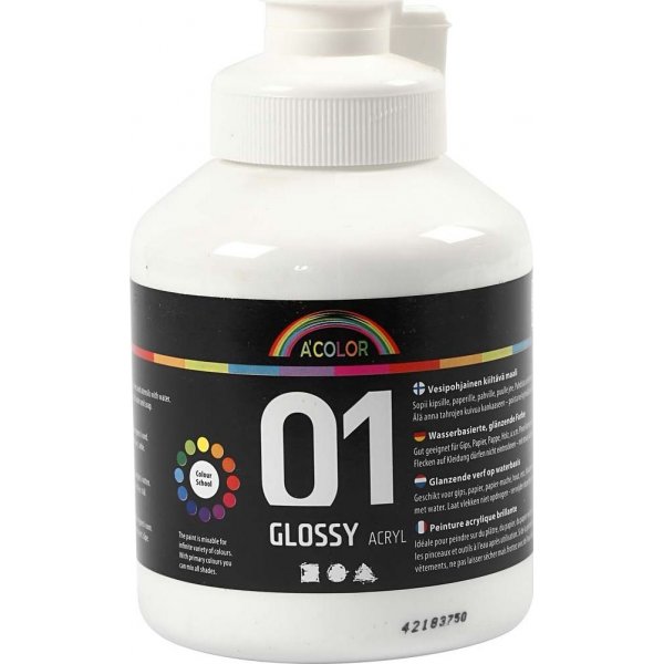 Schoolverf - Acryl - wit - glanzend - 500 ml