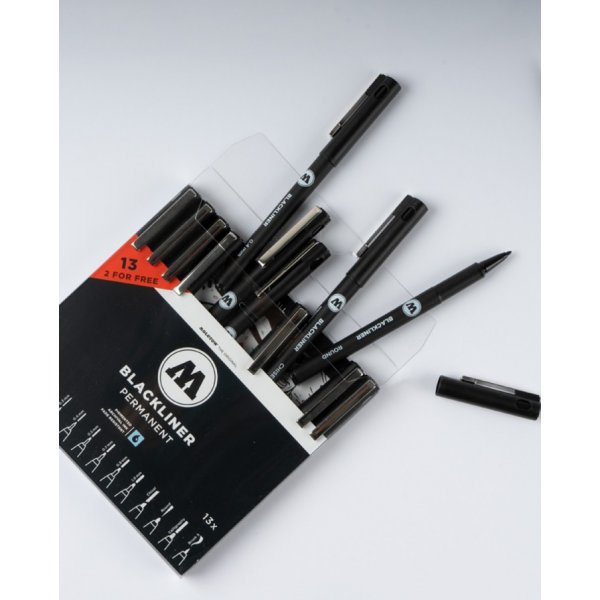 Fineliner - Molotow - NIEUW Basic blackliner - complete set - 13 st