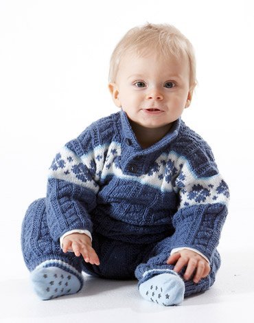 Breipatroon - Trui met patroonrand, broek en muts Breipatroon - Trui met patroonrand, broek en muts