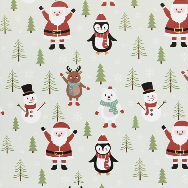 Cadeaupapier - ijsblauw - Kerstmotief - 5 meter
