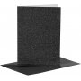 Kaarten en enveloppen - zwart - glitter - 11,5 x 16,5 cm - 4 sets