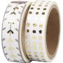 Washi tape - Goud/wit - Hartjes en stippen - folie