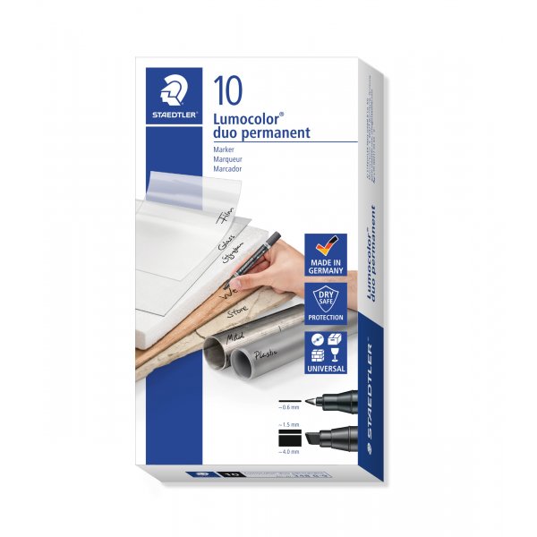 Permanente Marker Lumocolor Duo FM - Zwart