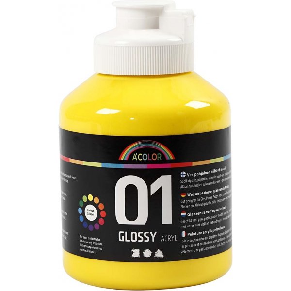 Schoolverf - Acryl - primair geel - glanzend - 500 ml Schoolverf - Acryl - primair geel - glanzend - 500 ml