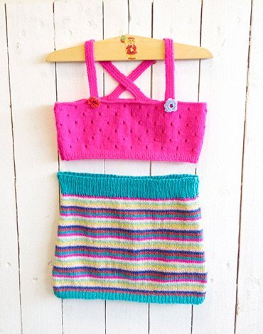 Breipatroon - Kinderset - vest, rok & muts Breipatroon - Kinderset - vest, rok & muts