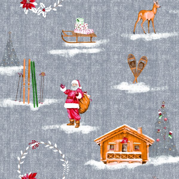 Waxdoek PVC Kerstman - Grijs