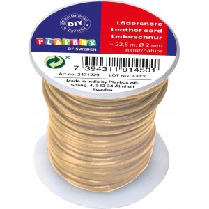 Natuurlijk leren koord - 22,5 mx 2 mm Natuurlijk leren koord - 22,5 mx 2 mm