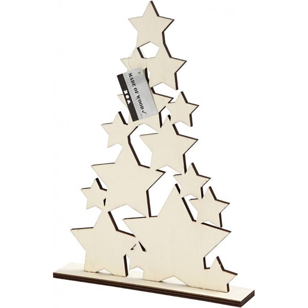 Kerstboom met sterren - 21,5 x 29,8 cm
