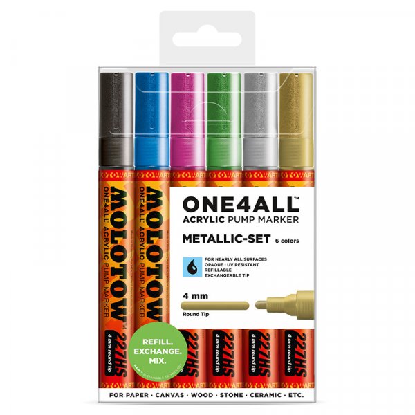 Acrylstiften One4All 4mm 6 Pennen - Metallic