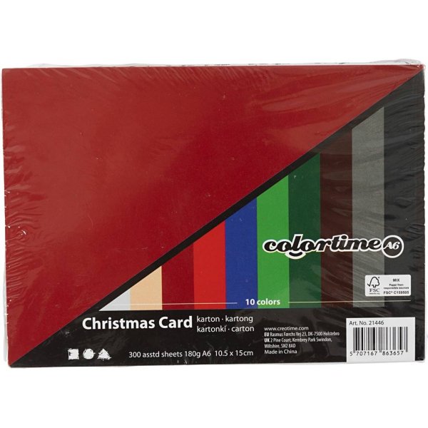 Kerstkarton - gemengde kleuren - A6 - 300 vellen