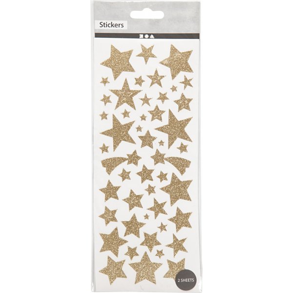 Glitterstickers - goud - sterren - 2 vellen Glitterstickers - goud - sterren - 2 vellen