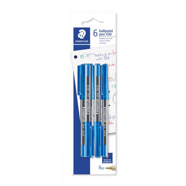 Inktpen Stick M Blauw - 6 Pennen