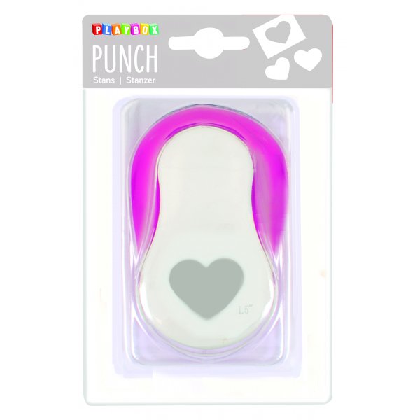 Punch's hart 3,8 cm - Roze/wit Punch's hart 3,8 cm - Roze/wit