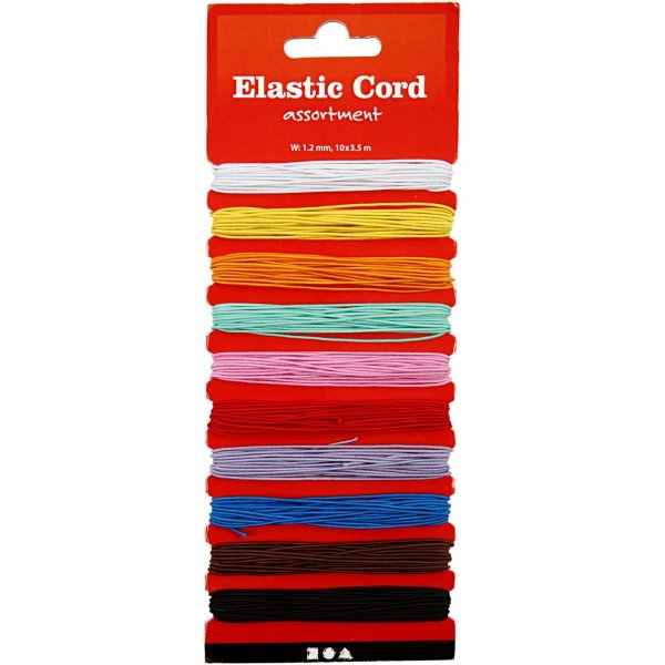 Elastisch koord - 1 mm - gemengde kleuren - 10 x 3,5 m Elastisch koord - 1 mm - gemengde kleuren - 10 x 3,5 m