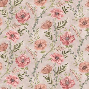 Dekzeil PVC Bloemen - Beige/Roze