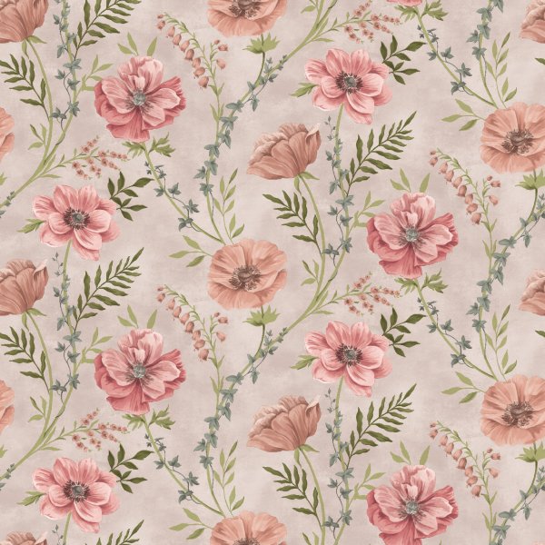 Dekzeil PVC Bloemen - Beige/Roze