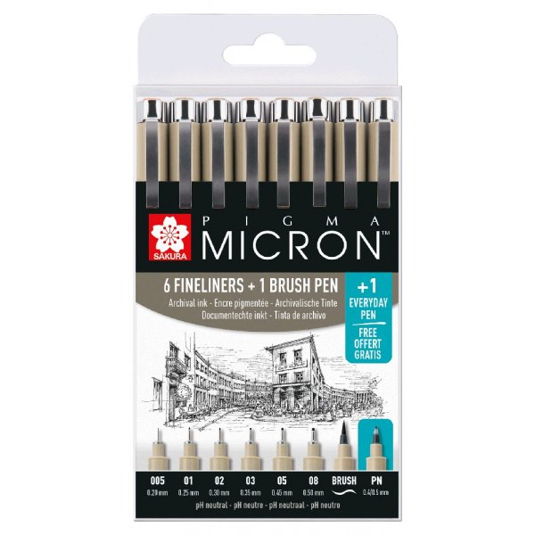 Fineliners Pigma Micron Archiefbestendig - 8 pennen