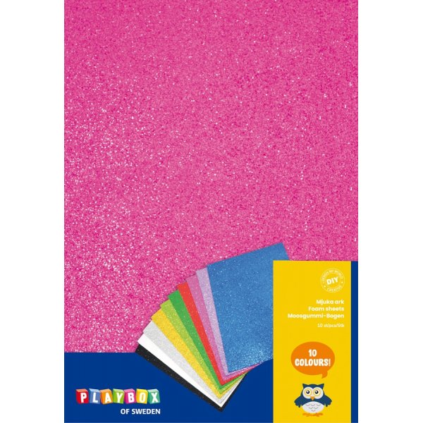 Decoratief rubber - Zachte vellen 10 stuks glitter