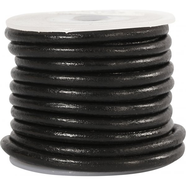 Leren koord - zwart - 4 mm - 5 m Leren koord - zwart - 4 mm - 5 m