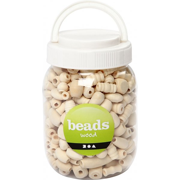 Houten kralen - Ø5-28 mm - 400 ml Houten kralen - Ø5-28 mm - 400 ml