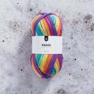 Raggi 100g - Geel/Cerise/Turkoois Raggi 100g - Geel/Cerise/Turkoois
