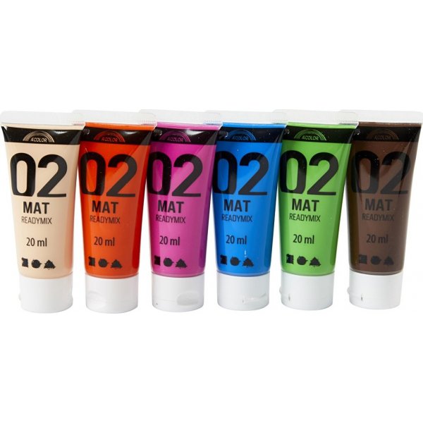 Schoolverf - Acryl - complementaire kleuren - mat - 6 x 20 ml