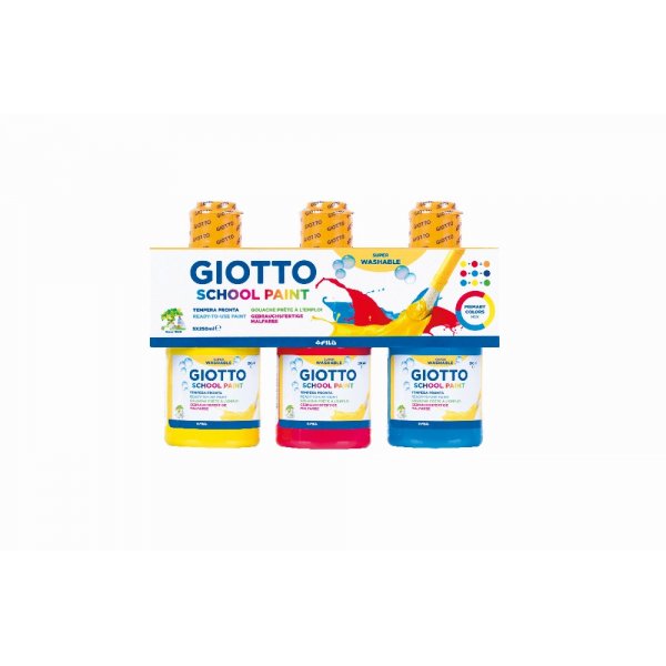 Afwasbare Kinderverf Giotto 3x250 ml - Geel/Rood/Blauw