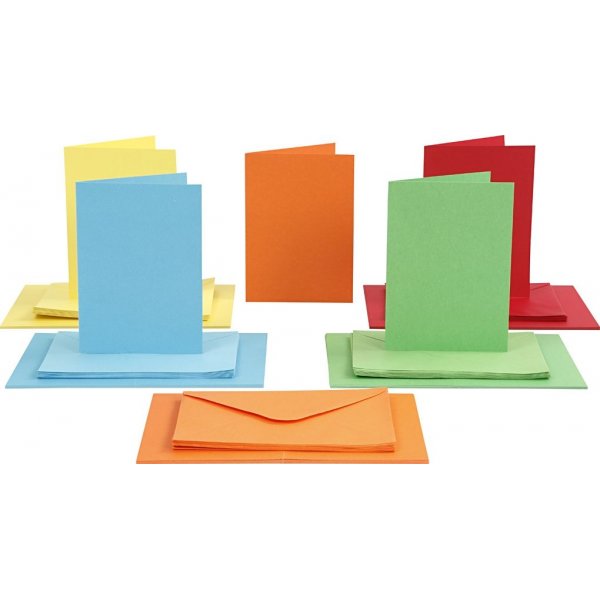 Kaarten en enveloppen - gemengde kleuren 11,5 x 16,5 cm - 50 sets