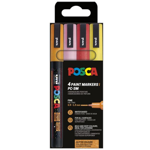 Poscaset PC-3M Glitter Warme Tinten - 4 Pennen Poscaset PC-3M Glitter Warme Tinten - 4 Pennen