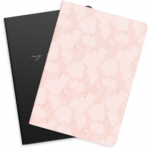 Notitieboekje - Bloemen & notities - A5 - 2-pack