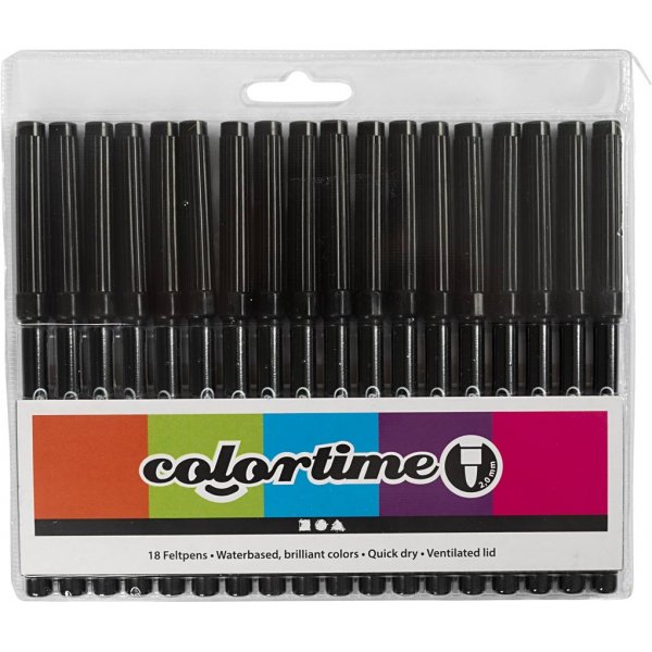 Colortime potloden - zwart - 2 mm - 18 st Colortime potloden - zwart - 2 mm - 18 st
