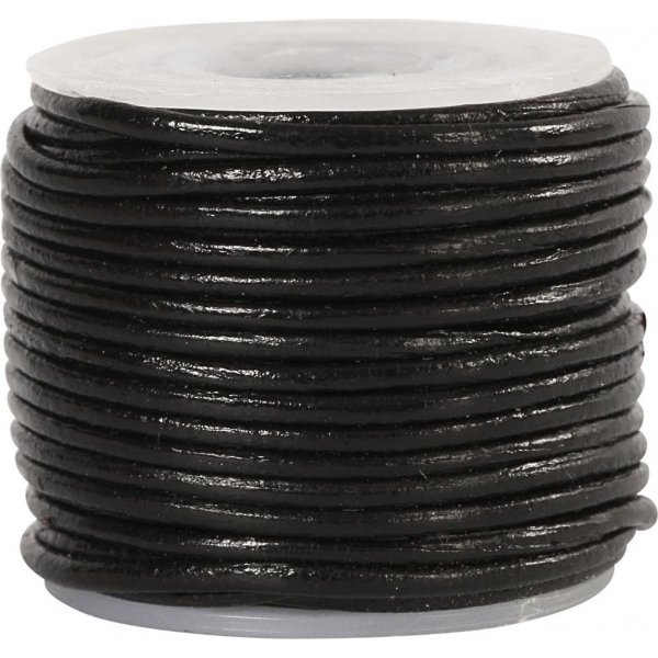 Leren koord - zwart - 1 mm - 10 m