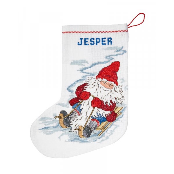 Borduurpakket Kerstsok - Kerstman op slee