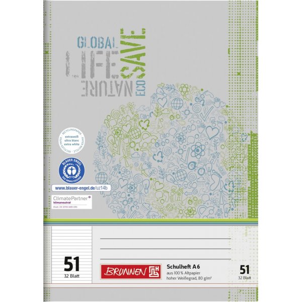 Schoolboekje - A6 gerecycled papier (64 pagina\\\'s)