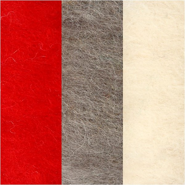 Gekaarde Wol - rood/wit harmonie - 3 x 10 gr Gekaarde Wol - rood/wit harmonie - 3 x 10 gr