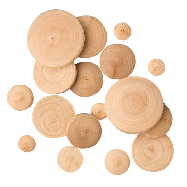 Houten knopen in verschillende maten