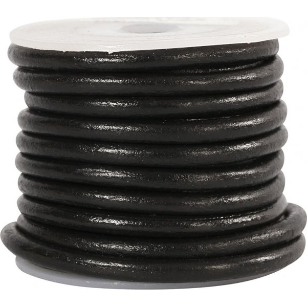 Leren koord - zwart - 4 mm - 5 m