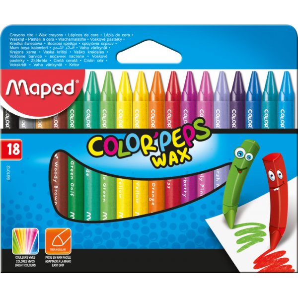 Krijtkwast - Maped - Color'Peps 18 waskrijtjes