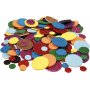 Decoratieve rubberen cirkels - gemengde glitterkleuren - 150 st