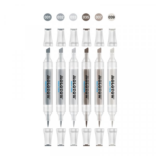 Aquarelstiftset Aqua Twin 6 Pennen - Grijs II